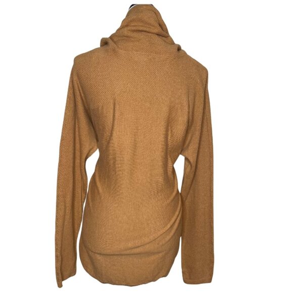 Cynthia Rowley Cotton Active Copper Cowl Neck Waffle Knit Sweater Top - Picture 3 of 8